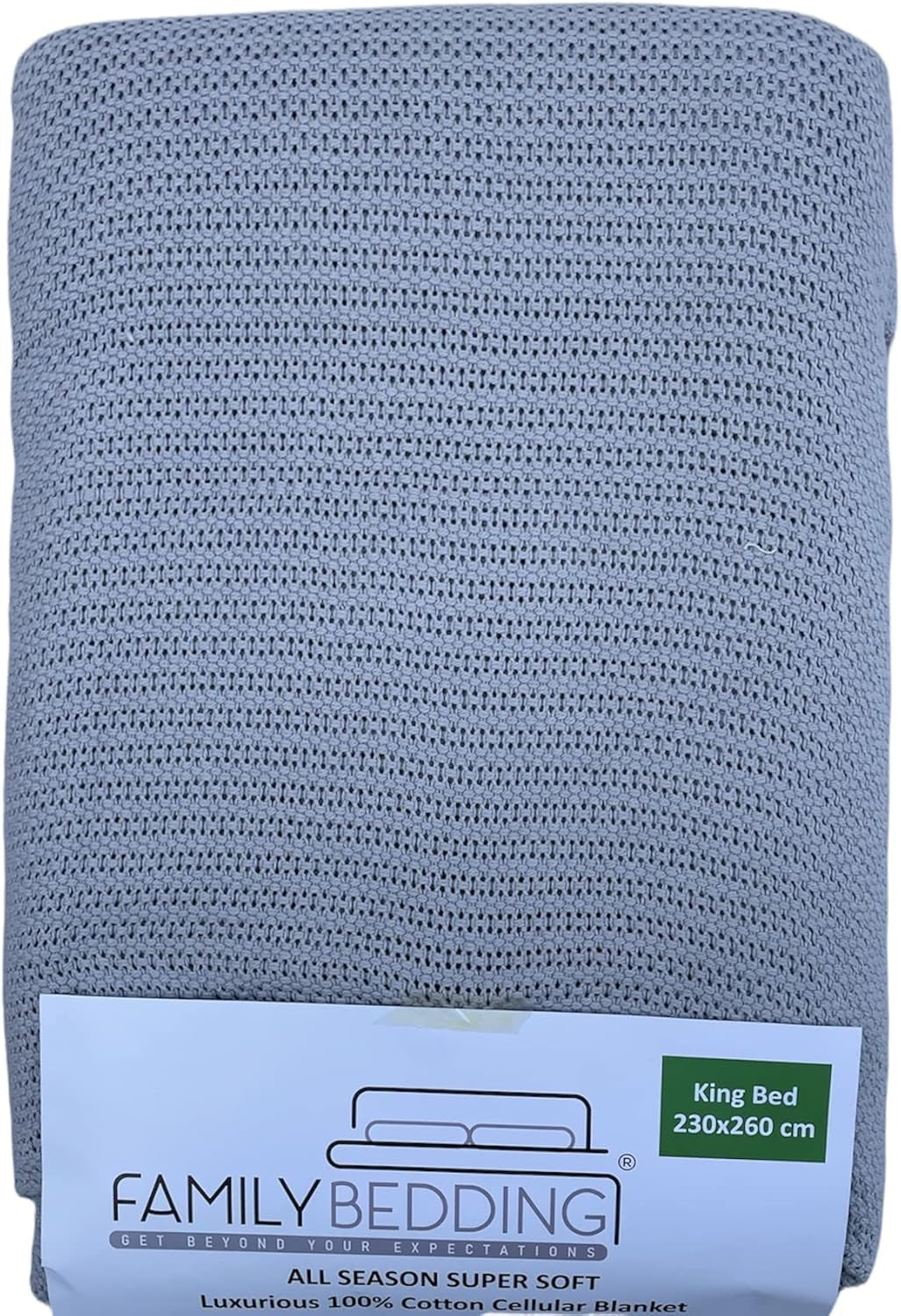 Family Literie Couverture cellulaire pour lit double rose en coton réversible, grand couvre-lit léger, thermique, doux, couverture cellulaire traditionnelle 230 x 230 cm Quilts & Quilts Naty Shop Gris Lit King (230 x 260 cm)