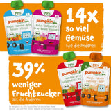 Sachets de légumes et céréales biologiques Pumpkin Organics, pack de 8 : Poire, Fraises, Patate douce, Betterave, Banane, Avoine - Sans sucre ajouté¹ - Dès 6 mois - comme collation ou aliment complémentaire dans l'emballage (8 x 100g)