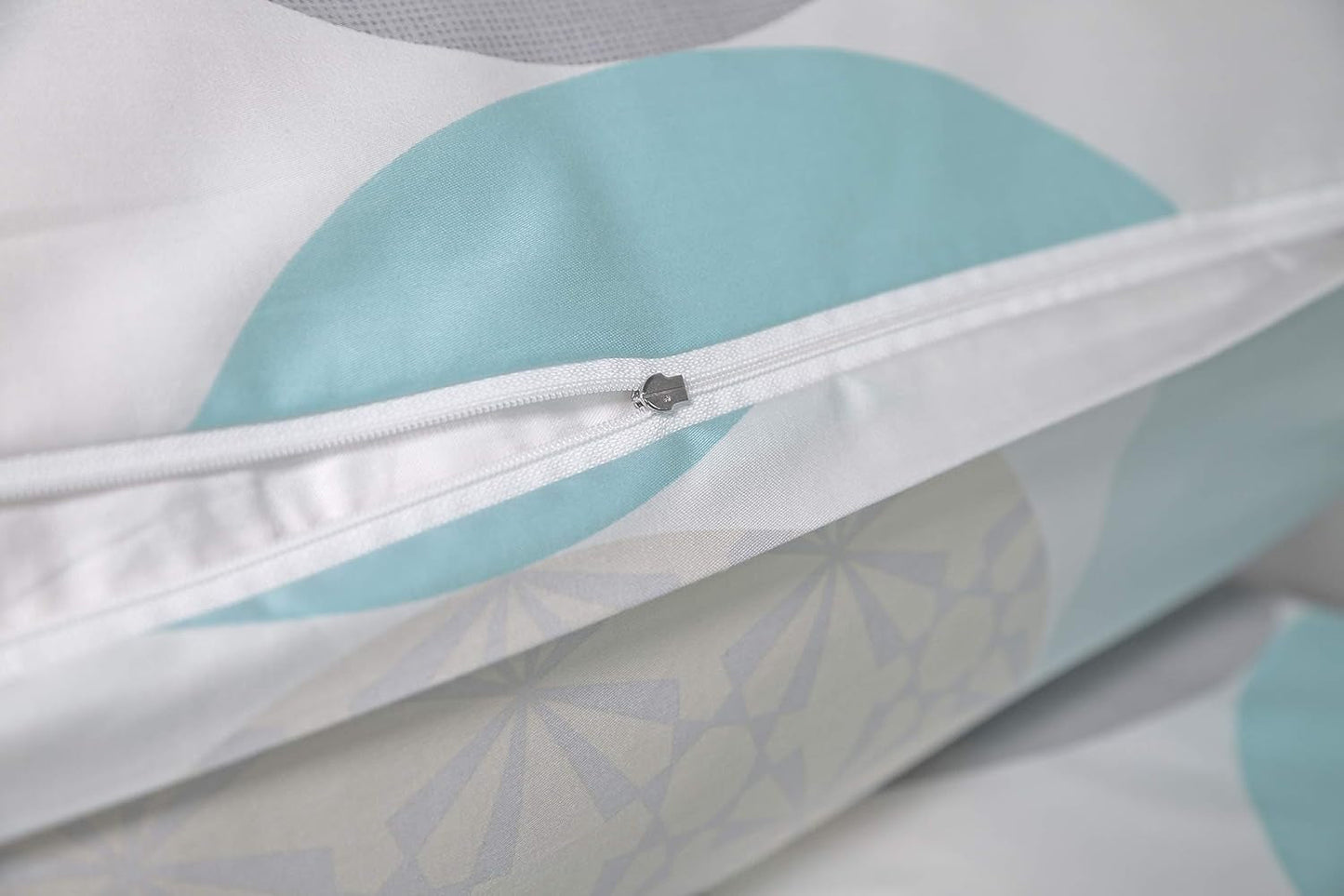 Linge de lit Bierbaum, maco-satin, conçu en Allemagne, modèle 6383 turquoise 02, 155X220 Cm + 80X80 Cm, taille confort Lits et Couvertures Besuche den Bierbaum-Store