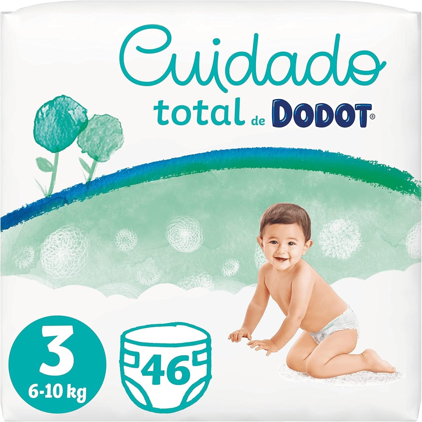 Couches Total Care, taille 3, 46 couches, protection douce de la peau, avec des matériaux d'origine végétale