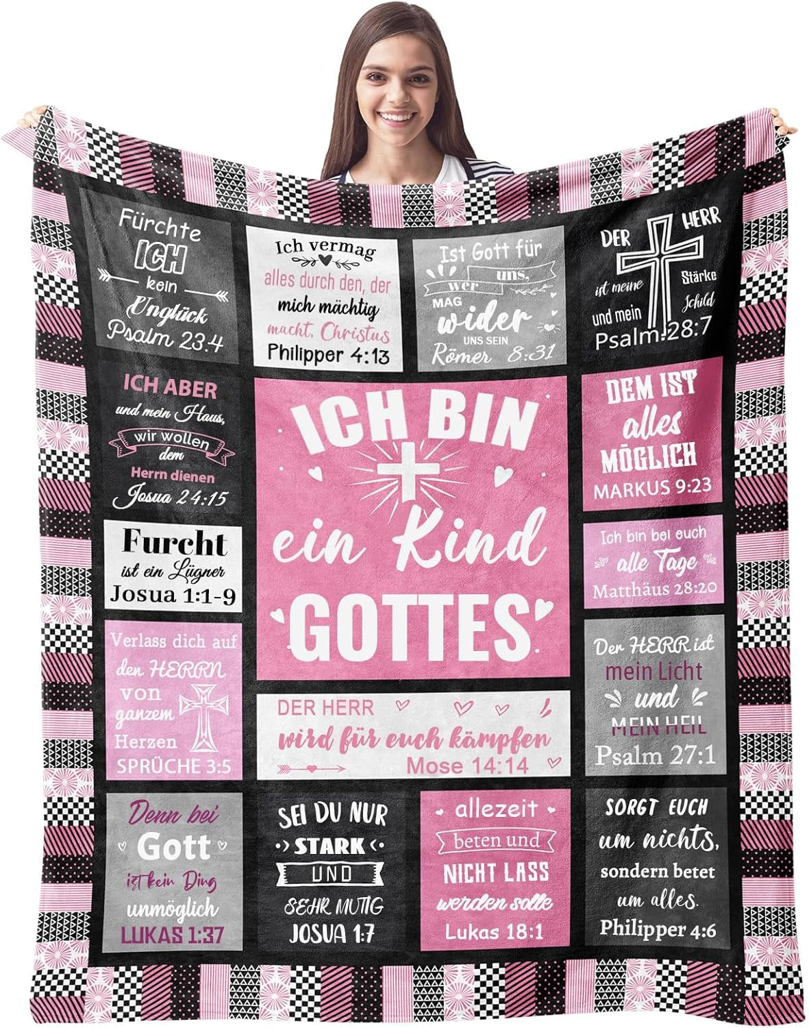 ZQYMM Cadeaux chrétiens pour femmes et hommes, cadeaux de baptême/confirmation pour filles/garçons, cadeaux inspirants/religieux, spirituels catholiques, cadeaux d'anniversaire pour chrétiens ZQYMM Lits et couvertures Rose 150 x 220 cm
