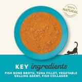Applaws Nourriture humide 100 % naturelle pour chat – Soupe d'arêtes de poisson au thon, 12 sachets filtrants x 85 g