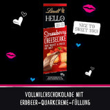 Lindt HELLO Gâteau au fromage aux fraises et au chocolat | Barre 100g | Chocolat au lait fourré à la crème de fromage blanc aux fraises | Barre de chocolat | Cadeau chocolat (paquet de 5)