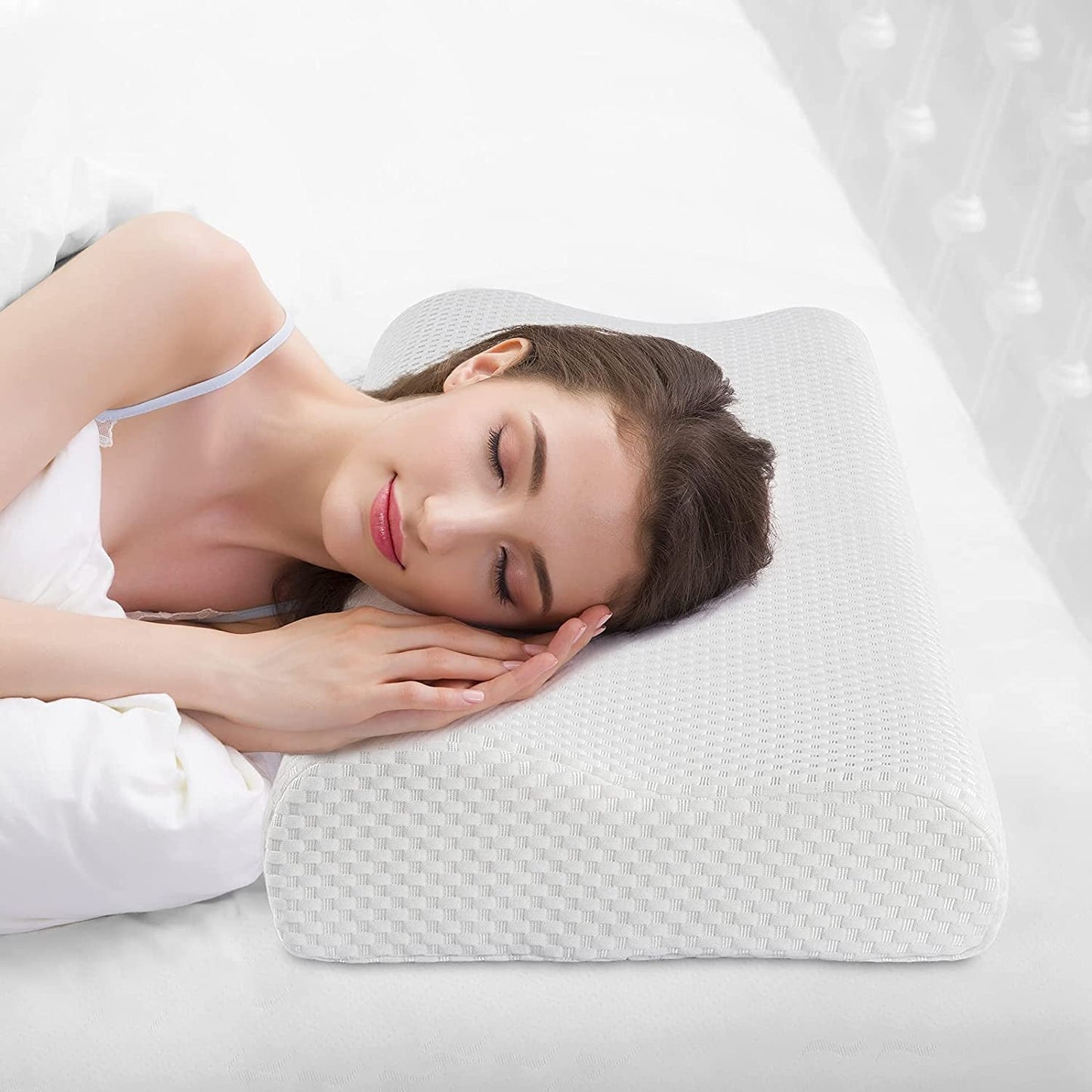 Oreiller de santé Findigit Oreiller en mousse à mémoire de forme Oreiller orthopédique de soutien du cou pour dormeurs sur le côté et sur le dos Oreiller ergonomique pour la colonne cervicale (60 X 35 X 11/9 Cm) Naty Shop J60 Oreillers orthopédiques cervicaux 60 X 35 X 11/9 Cm