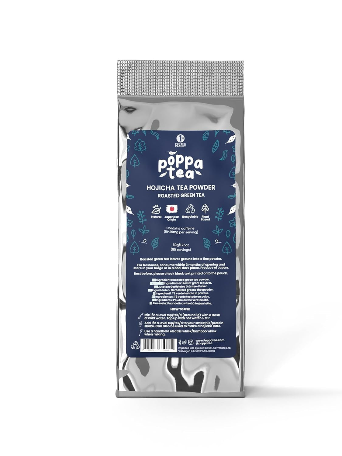 Poudre de thé Poppatea Hojicha - Thé vert torréfié (sachet de recharge de 50 g)