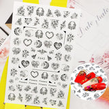 7 Blätter Nagelsticker Selbstklebend Nagelsticker Blumen Abstract 3D Schwarz Nagelaufkleber Nageldesign Herzform Wörter Pflanzen Nagel Sticker DIY Nail Art Zubehör Maniküre Dekoration