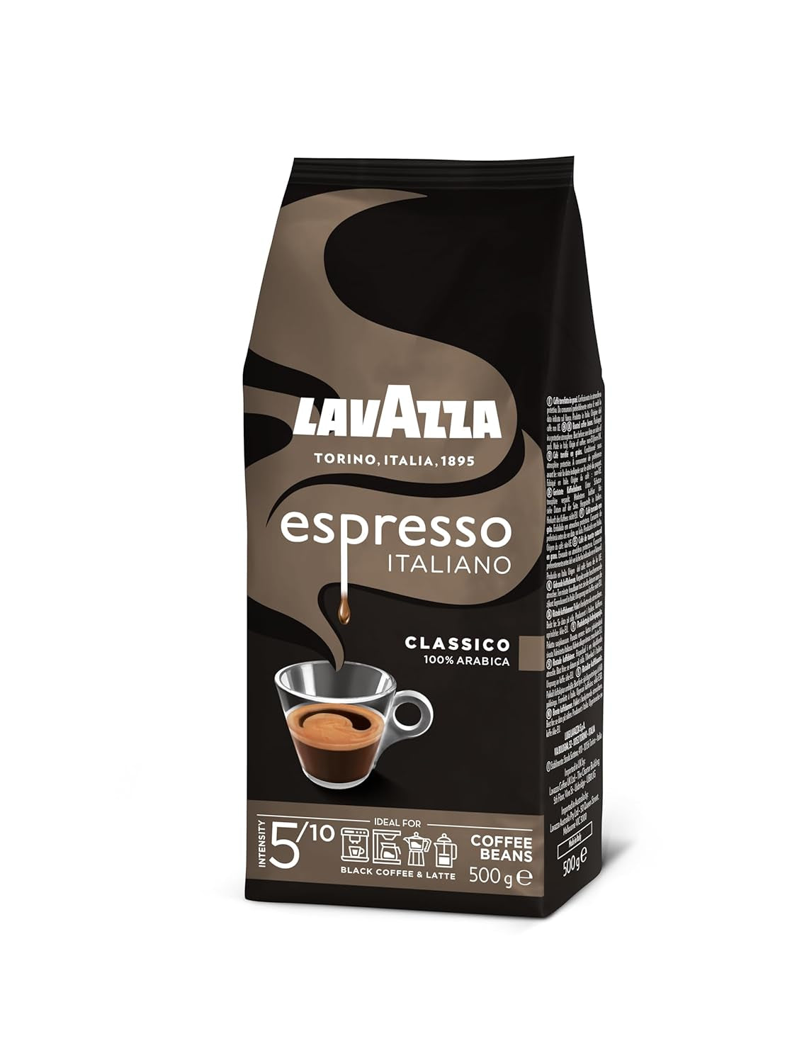 Café en grains Lavazza Espresso Italiano, 100% Arabica Espresso, équilibré et aromatique, paquet de 500 g