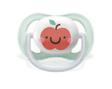 Sucette Philips AVENT ultra air - paquet de 2, sans BPA, respirante, pour bébés de 0 à 6 mois, avec étui de transport et stérilisation, pomme/poire (modèle SCF080/17)