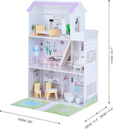 Teamson Kids Maison de poupée géante Olivias Little World avec 16 accessoires de poupée, maison de poupée en bois avec meubles, 3 étages, maison de poupée pour enfants pour poupées de 12 pouces/30 cm, à partir de 3 ans Naty Shop Doll Houses