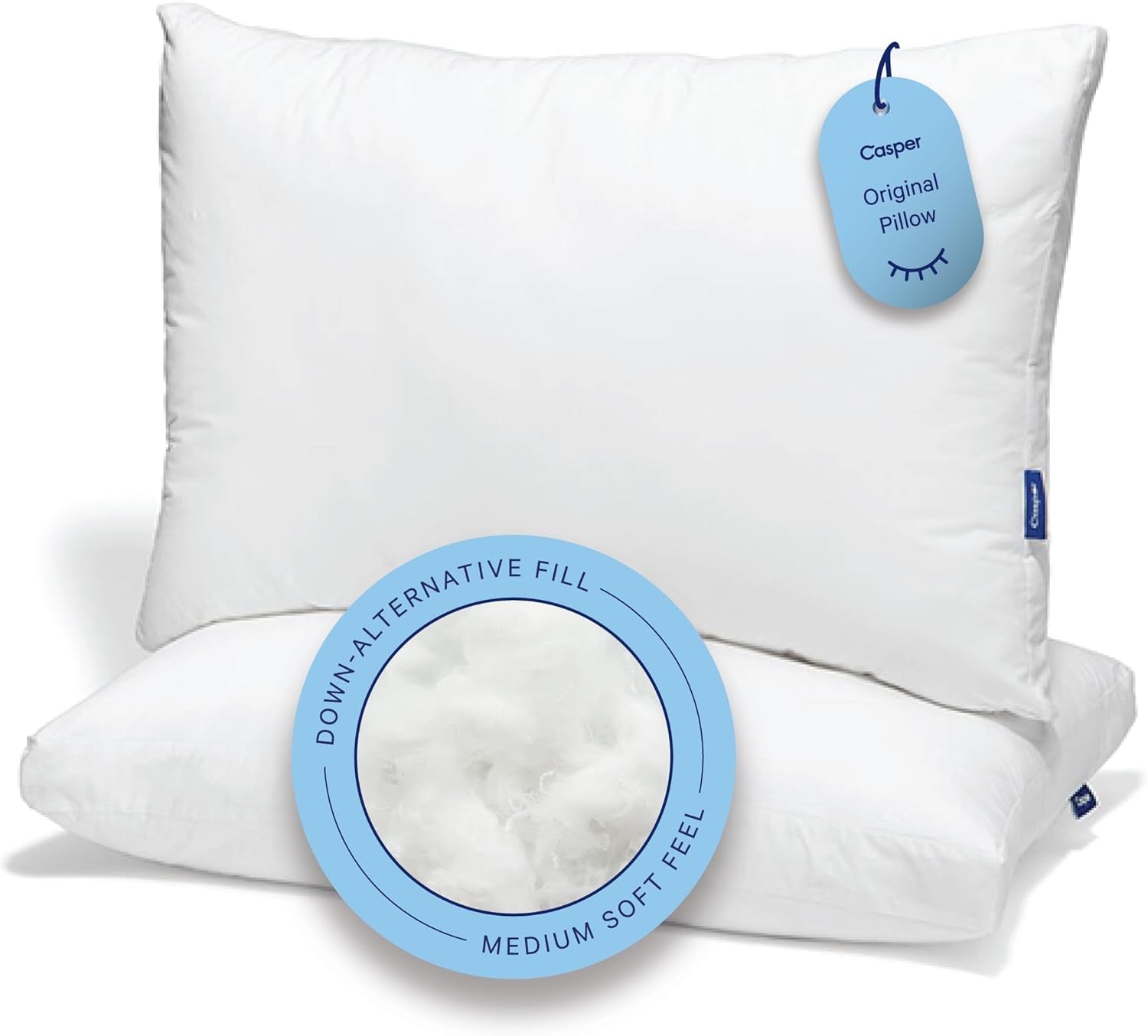 Casper Sleep Oreiller original pour dormir, king size, blanc Oreillers standards Naty Shop Standard 2 pièces