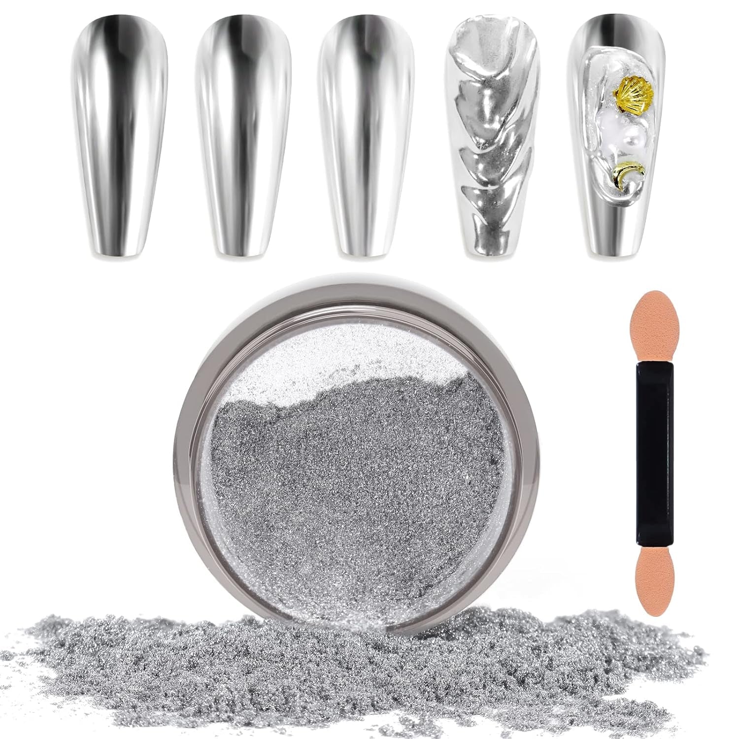 Chrome Nagel Pulver Spiegel Effekt Metallic Staub Holographische Glitter Glasierte Maniküre Dekoration Reflektierendes Pigment For DIY Gel Polish Nail Art, Harz Handwork, Geschenke for Gold
