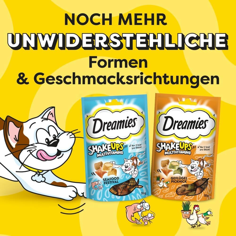 DREAMIES SHAKE UPS Friandises multivitaminées pour chats du festival des fruits de mer en sachets portionnés - 55 g (6 sachets)