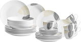MÄSER 931215 Service de table joliment décoré pour 6 personnes, service combiné 30 pièces, avec formes sans cadre, porcelaine, blanc