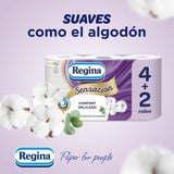 Regina Feeling - 42 rouleaux de papier toilette, 175 feuilles à trois couches, extrait naturel de coton et parfum délicat, emballage en plastique recyclé à 60%, papier certifié 100% Fsc