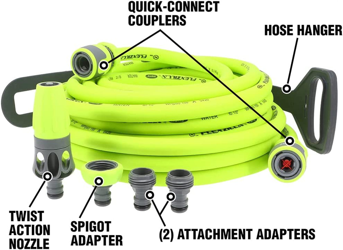 Ensemble de tuyaux d'arrosage à connexion rapide, 1/2 po x 50 pi, durable, léger, sans danger pour l'eau potable – hfzg12050qn