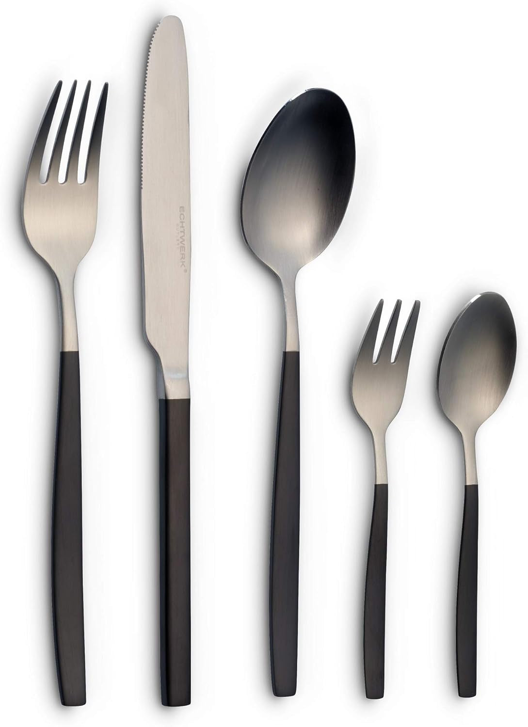 Echtwerk Positano Due-Bronze Ménagère, Black Edition, 20 Pièces, 4 Personnes Cuisine Naty Shop Argent / Noir