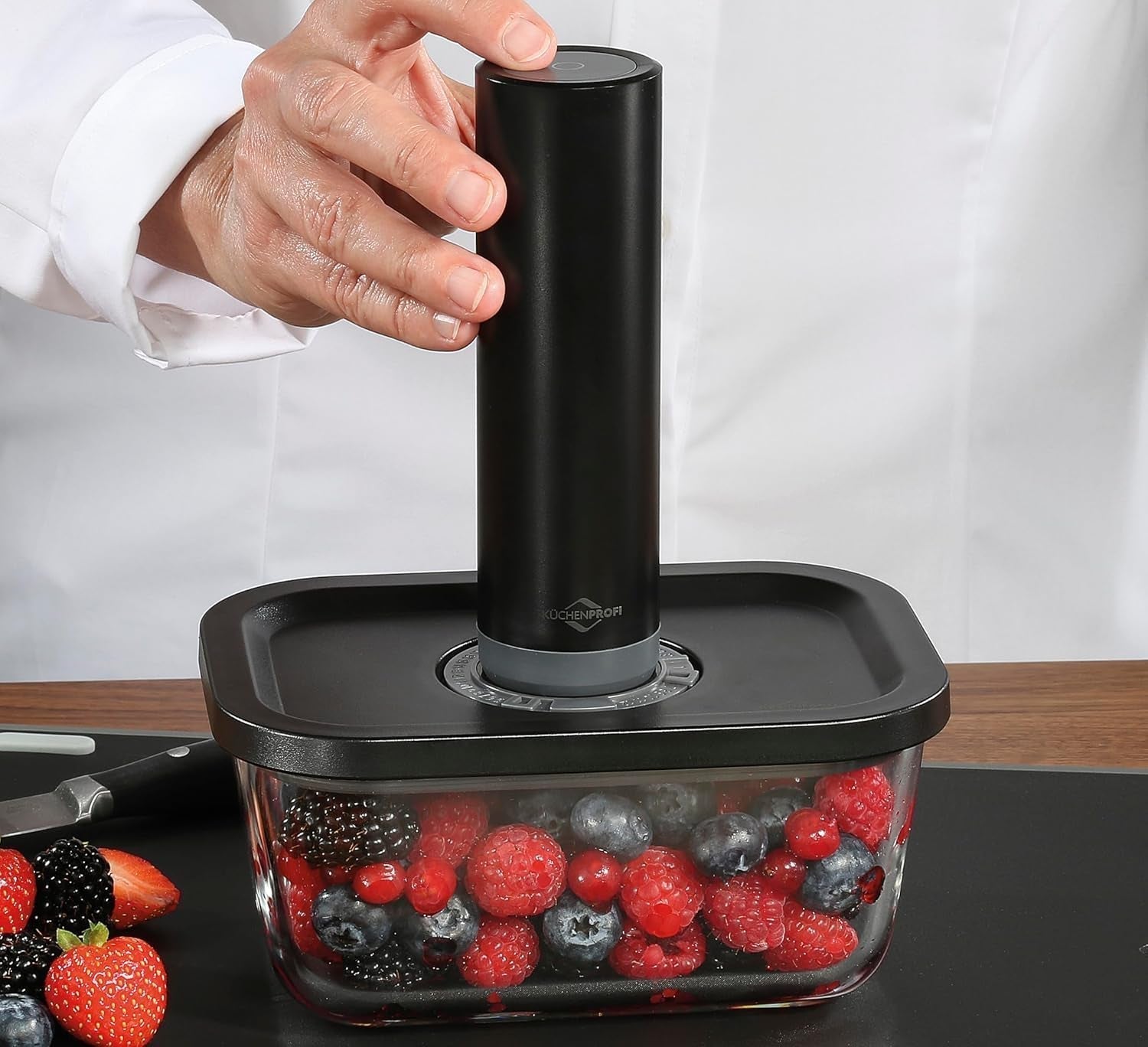 Ensemble sous vide Küchenprofi EASYFRESH | Ensemble de 7 pièces | 1x pompe à vide électrique, 1x pot sous vide S, M et L, 3x sacs sous vide 22x21 cm | verre borosilicaté, plastique de haute qualité | préparation et conservation Boîtes de conservation alimentaire Naty Shop
