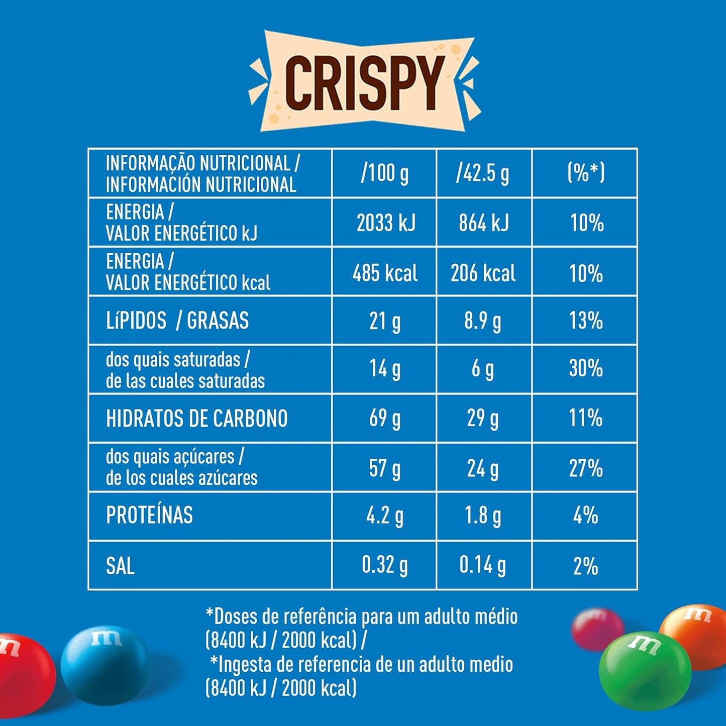 M&M'S Crispy, Lentilles croustillantes au chocolat et centre croustillant, Chocolat, 1 paquet (1 x 340 g) (paquet de 2)