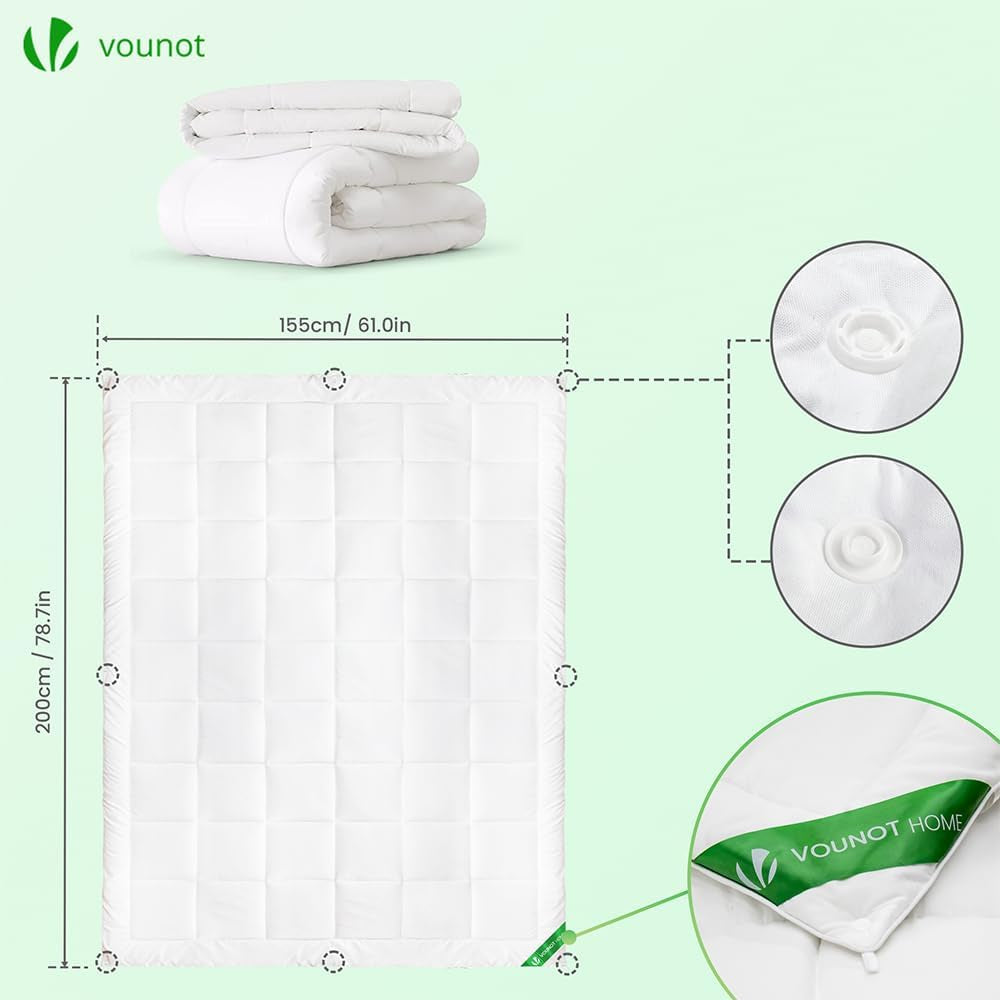 VOUNOT Couette 155X200Cm, Lot de 2 Couettes Hiver 4 Saisons 500GSM, composé de 2 couettes nouées ensemble Couette Adaptable été comme hiver, Norme Oeko-Tex Couettes et couettes Naty Shop