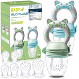 Sucettes aux fruits pour bébé, paquet de 2 sucettes aux fruits pour bébés à partir de 3 mois, version améliorée 2023, tétines à remplir, tétines au porridge, tétines aux fruits pour bébés, sans BPA, 8 tétines en silicone en 3 tailles