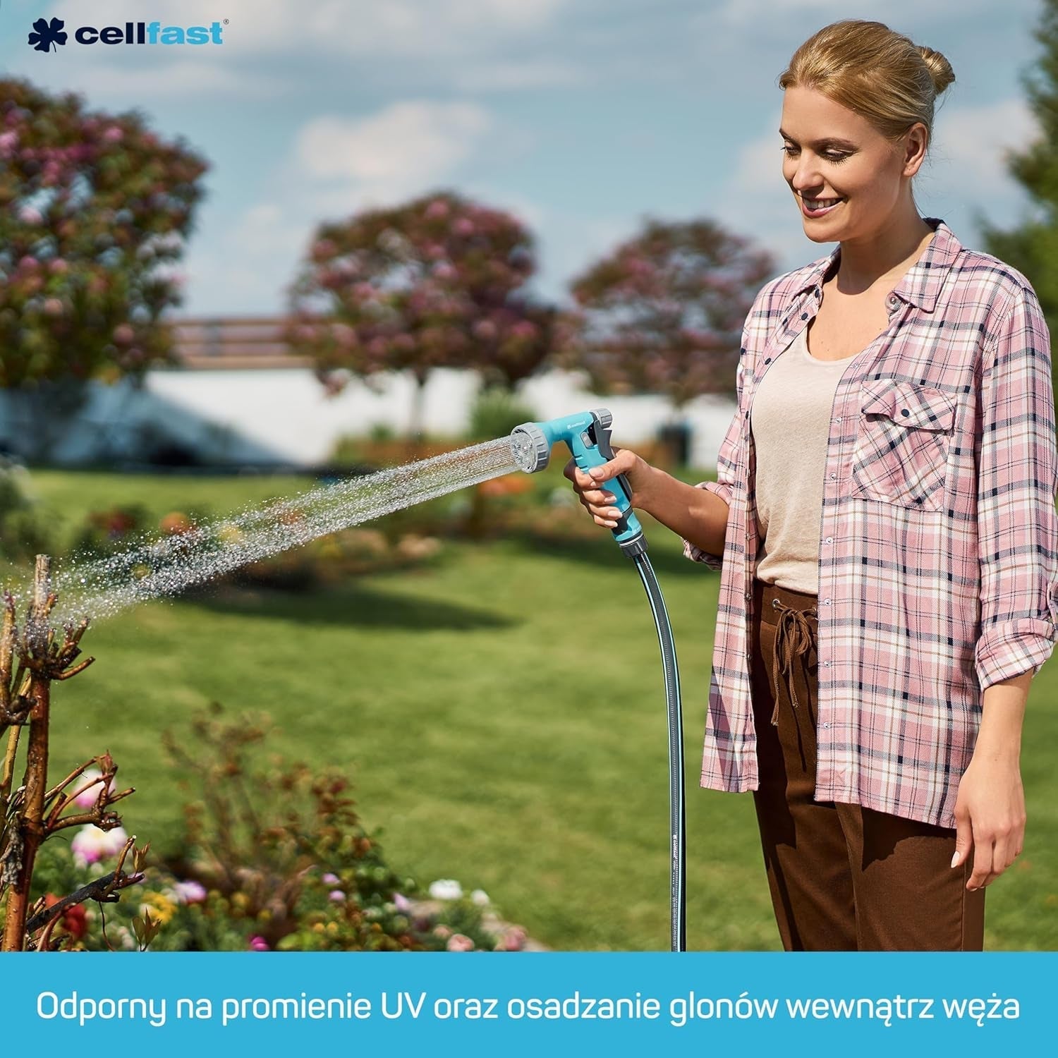 Tuyau d'arrosage Cellfast MULTIFLEX PRO, durable, 6 brins, tresse tricotée ATS2, résistant aux UV et aux algues, sans métaux lourds, technologie velours, 35 bar, -20/+65°C, 3/4", 30m