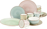 CreaTable, 22582, série SAMBA, service de table 16 pièces pour 4 personnes, service combiné en porcelaine, passe au lave-vaisselle et au micro-ondes, fabrication de qualité