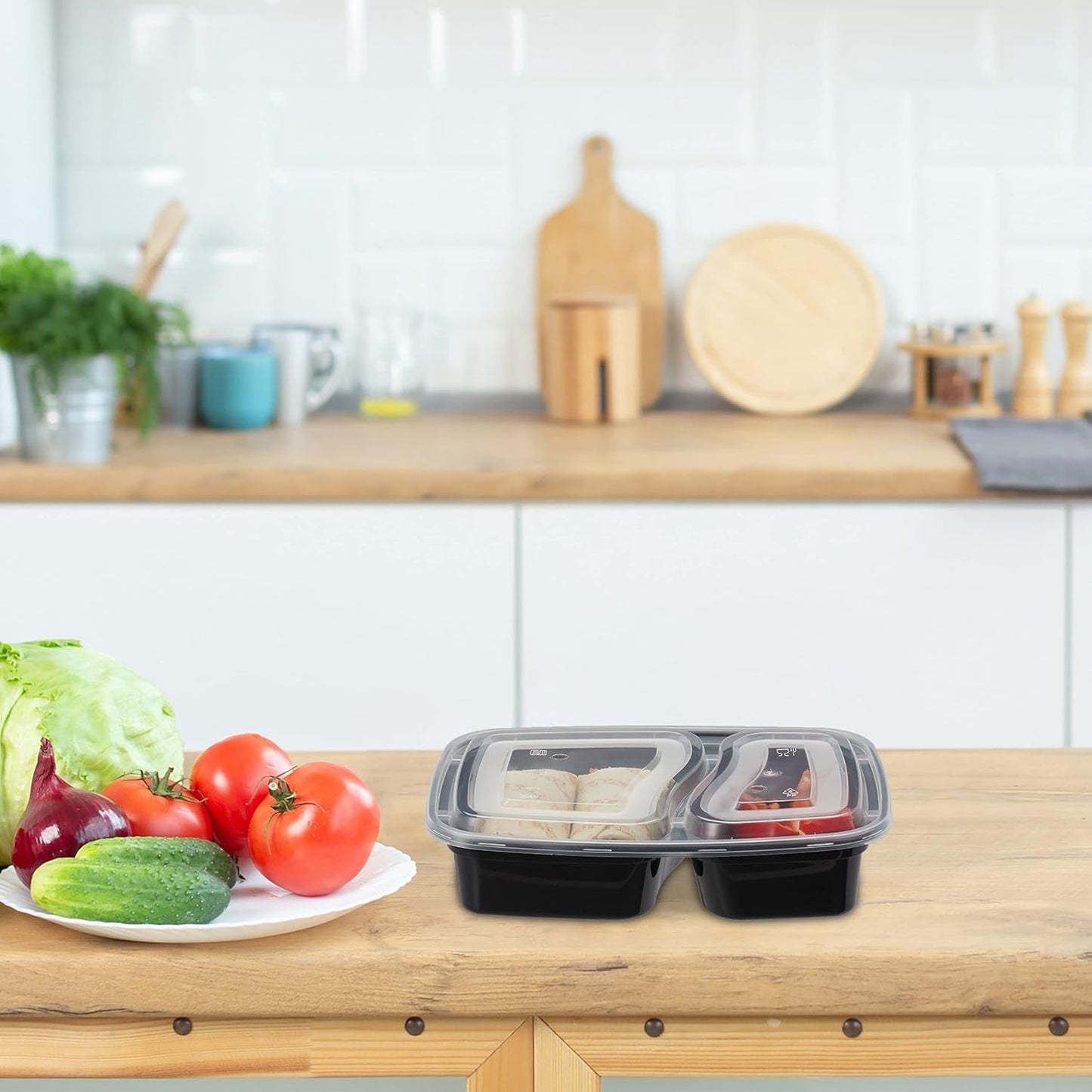 Boîtes de préparation de repas Relaxdays, lot de 10, 2 compartiments, résistantes au micro-ondes, 800 ml, boîte alimentaire en plastique avec couvercle, boîtes de conservation noires Naty Shop
