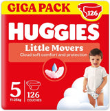 Couches pour bébé Huggies Little Movers, motif Disney, taille 5, 126 pièces (3 x 42), boîte mensuelle