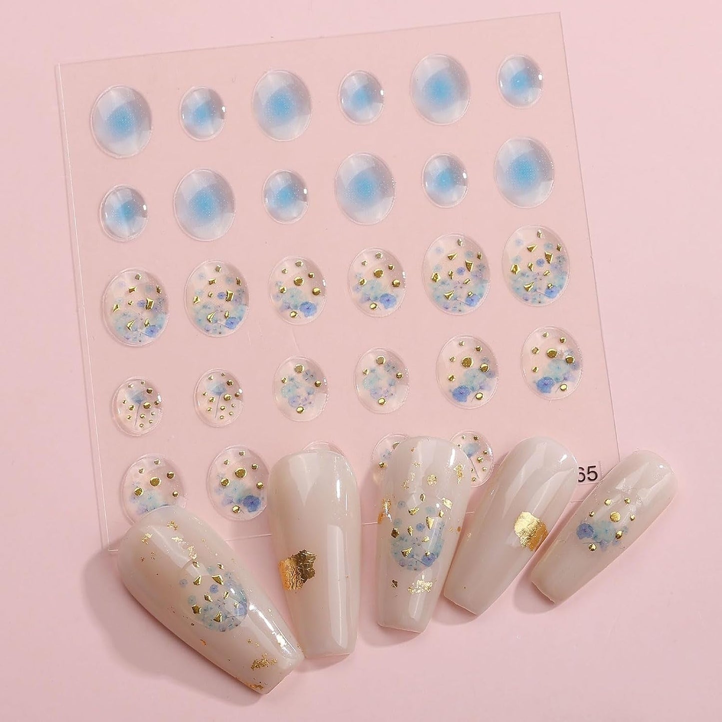 JMEOWIO 6 Blatt 3D Nail Sticker Goldene Unregelmäßige Geometrische Nail Art Sticker Selbstklebend Nagelaufkleber 5D Stereoskopisch Dekoration Nageldesign Zubehör