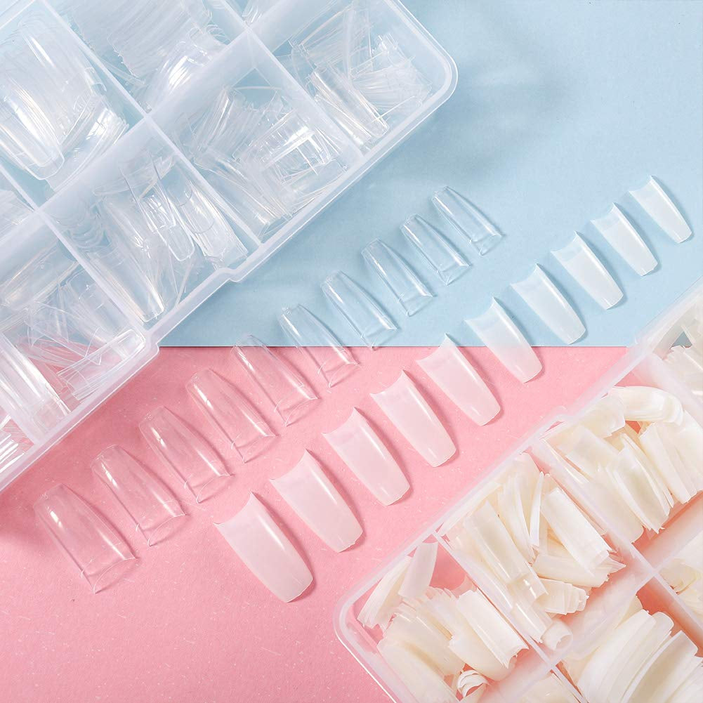 1000 pièces faux ongles 10 tailles pointes d'ongles naturels pointes d'ongles français artificiels pointes d'ongles artificiels faux ongles conseils boîte conseils d'art pour femmes filles