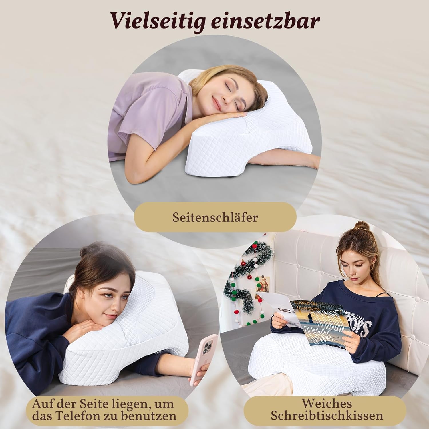 SAHEYER Oreiller pour dormeur latéral avec bras, oreiller orthopédique ergonomique, oreiller en mousse à mémoire de forme pour le cou et les épaules, oreiller cervical avec bras multi-angles pour de nombreuses positions de sommeil (blanc) Oreillers orthopédiques cervicaux Naty Shop