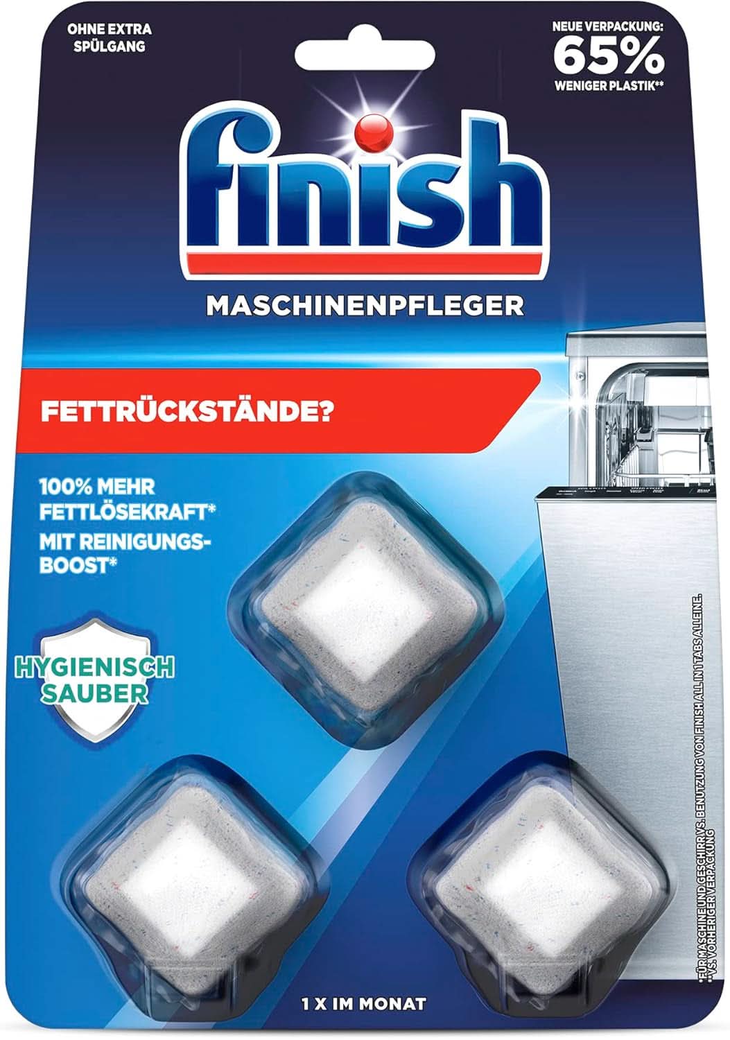 Finish Machine Cleaner Tabs - Tablettes pour lave-vaisselle contre la saleté et la graisse à l'intérieur du lave-vaisselle, 3 tablettes Naty Shop