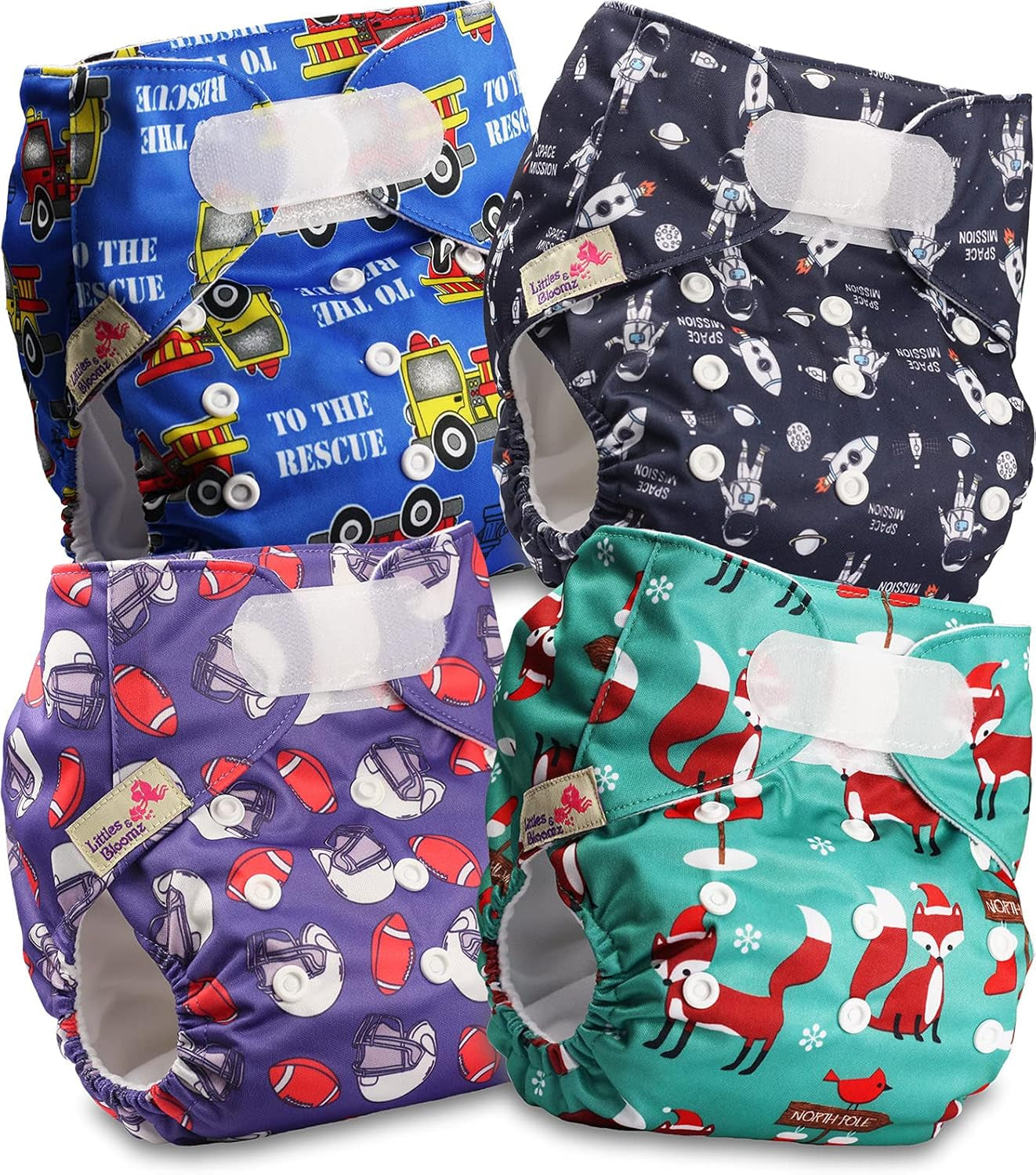 Couche réutilisable Littles and Bloomz FLV2-0602, fermeture à crochet et boucle standard, 6 couches