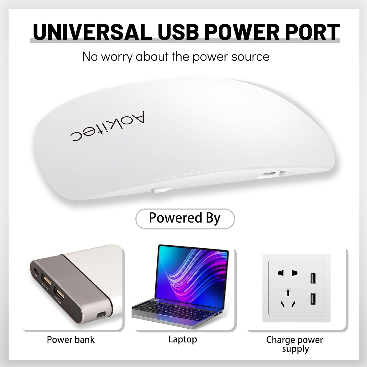 Aokitec Mini lampe UV LED, lampe à ongles gel UV, sèche-ongles portable pour tous types de vernis à ongles en gel, outil de durcissement en forme de souris, compact, léger avec câble USB (blanc)