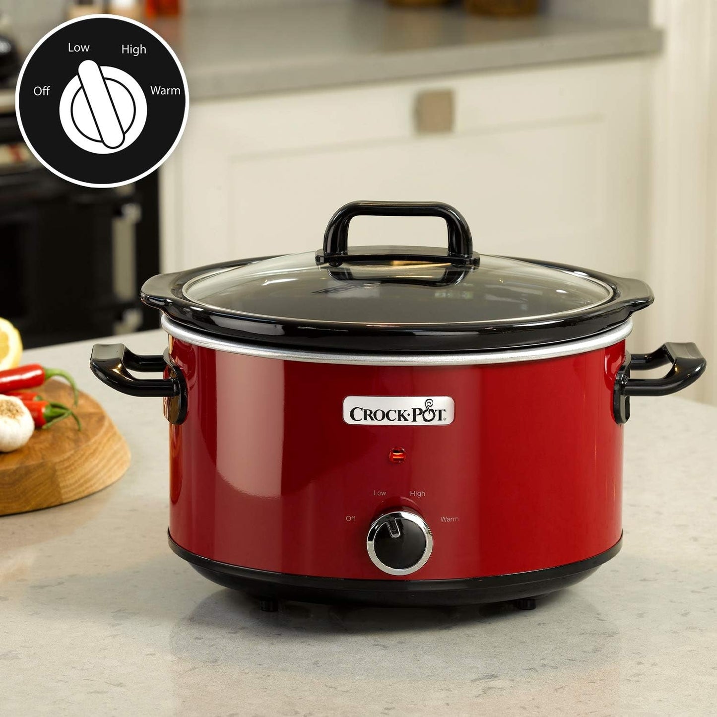 Mijoteuse Crock-Pot, 2 réglages de température + fonction maintien au chaud, 3,5 litres (3-4 personnes), rouge [SCV400RD] Mijoteuse Naty Shop
