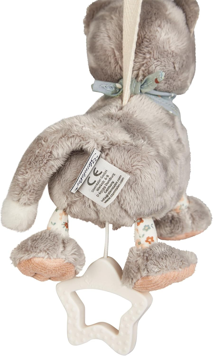 Sterntaler S cat Lilly boîte à musique - boîte à musique pour bébé en tissu doux - peluche à nouer pour les enfants - l'aide au sommeil a un effet apaisant à la maison et en déplacement, gris Jouets Bebe Naty Shop