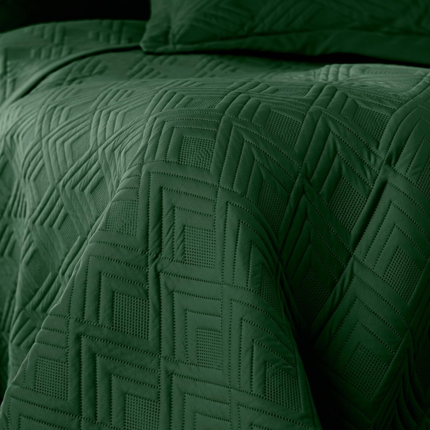Ameliahome Couvre-lit 170X210 Cm Couvre-lit Double Face Matelassage Ultrasonique Polyester Ophelia Vert Foncé Lits et Couvertures Besuche den AmeliaHome-Store