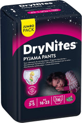 Huggies DryNites Vêtements de nuit pour filles, 3-5 ans (16-23 kg), 2 x 16 pièces