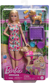 Barbie Dog Duo Poupée et accessoires, y compris petit chien et grand chien avec fauteuil roulant, laisse, bol de nourriture, lit pour animal de compagnie et os à friandises, 3 ans et plus, HTK37 Naty Shop Dolls