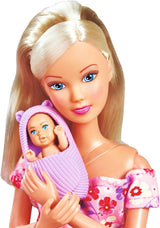 Simba 105733680 Steffi LOVE Doll Hello Baby (29 cm) - Poupée de jeu enceinte avec ventre qui grandit, poupée et accessoires - jouet pour enfants pour filles et garçons à partir de 3 ans, noir Dolls Naty Shop