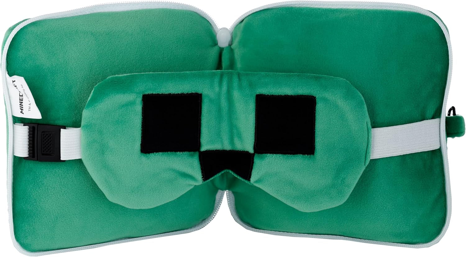 Puckator Relaxeazzz Minecraft Creeper Oreiller de voyage en peluche et masque pour les yeux Appui-tête Oreiller de couchage Oreiller de voyage Masque de sommeil pour enfants et adultes pour voyage Voiture Train Avion Accessoire Oreillers de voyage Naty Shop