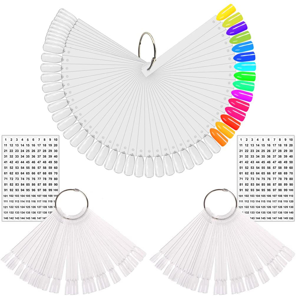 150 pièces Nail Art Tips Ring Stick, Transparent Farbe Karte Platten Nagelleck Display Ring Sticks, Nagel Salon Übungen Display Nail Tips