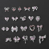 Luxus Rosa Diamant Nagel Charms 3D Butterfly Nail Art Charms Bow Nail Charms Y2K Heart Charms Nägel Zubehör Schmetterling Herz Schleife Nageldesign Edelsteine ​​Strasssteine ​​Glitzersteine ​​Nagelschmuck