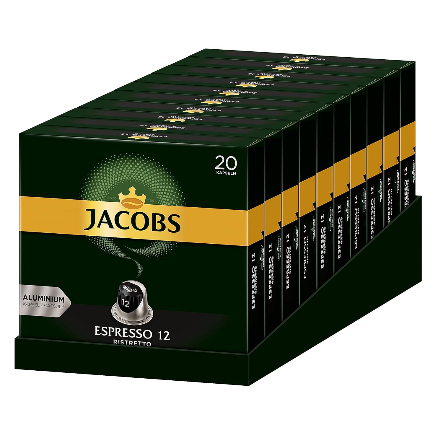 Capsules de café Lungo Classico, intensité 6 sur 12, 10 x 20 tasses & Capsules de café Espresso Ristretto, intensité 12 sur 12, 200 capsules compatibles Nespresso®*, 10 x 20 tasses