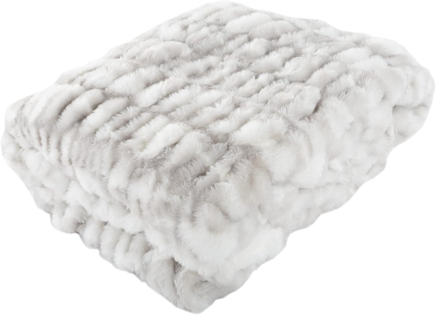 Lavish Home Couverture surdimensionnée en fausse fourrure Gerüschte, 152,4 x 203,2 cm, fausse fourrure jacquard, couvre-lit queen size pour lits et canapés, gris Lavish Home Lits et couvertures gris