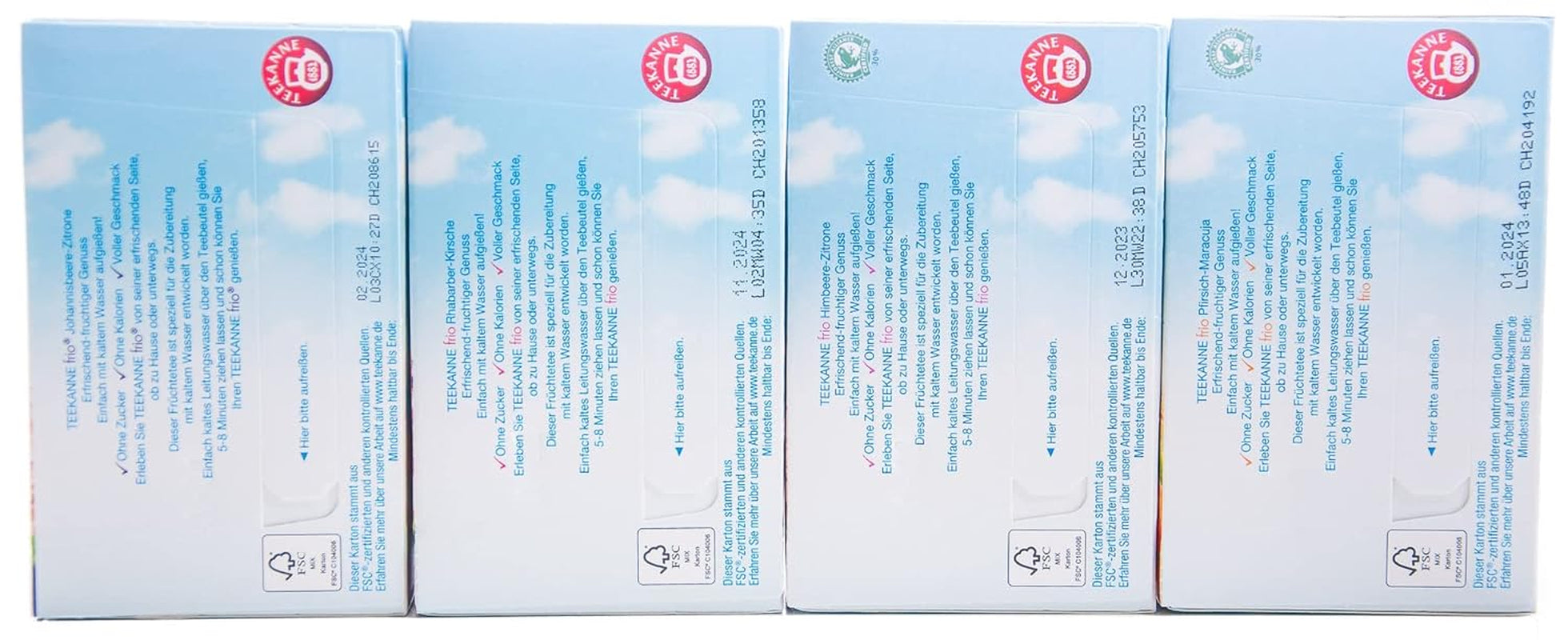 Teekanne Frio pack de 4, cerise rhubarbe, citron groseille, citron framboise, pêche passion (4 x 45 g)