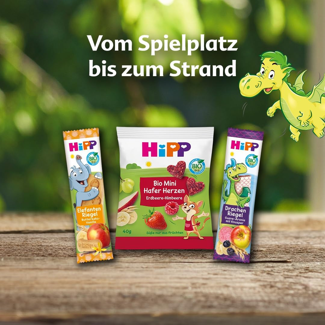 HiPP Gaufres de Maïs Bio aux Fraises (8 x 23g), collation pour bébé à partir de 8 mois, sucrées uniquement avec des fruits et légumes, sans gluten, meilleure qualité biologique