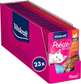 Vitakraft Poésie Délice, Junior, Nourriture humide pour chats, Nourriture humide en sauce, à la dinde, Multipack, pour jeunes chats, Sans sucre ni céréales ajoutés (23 x 85g)