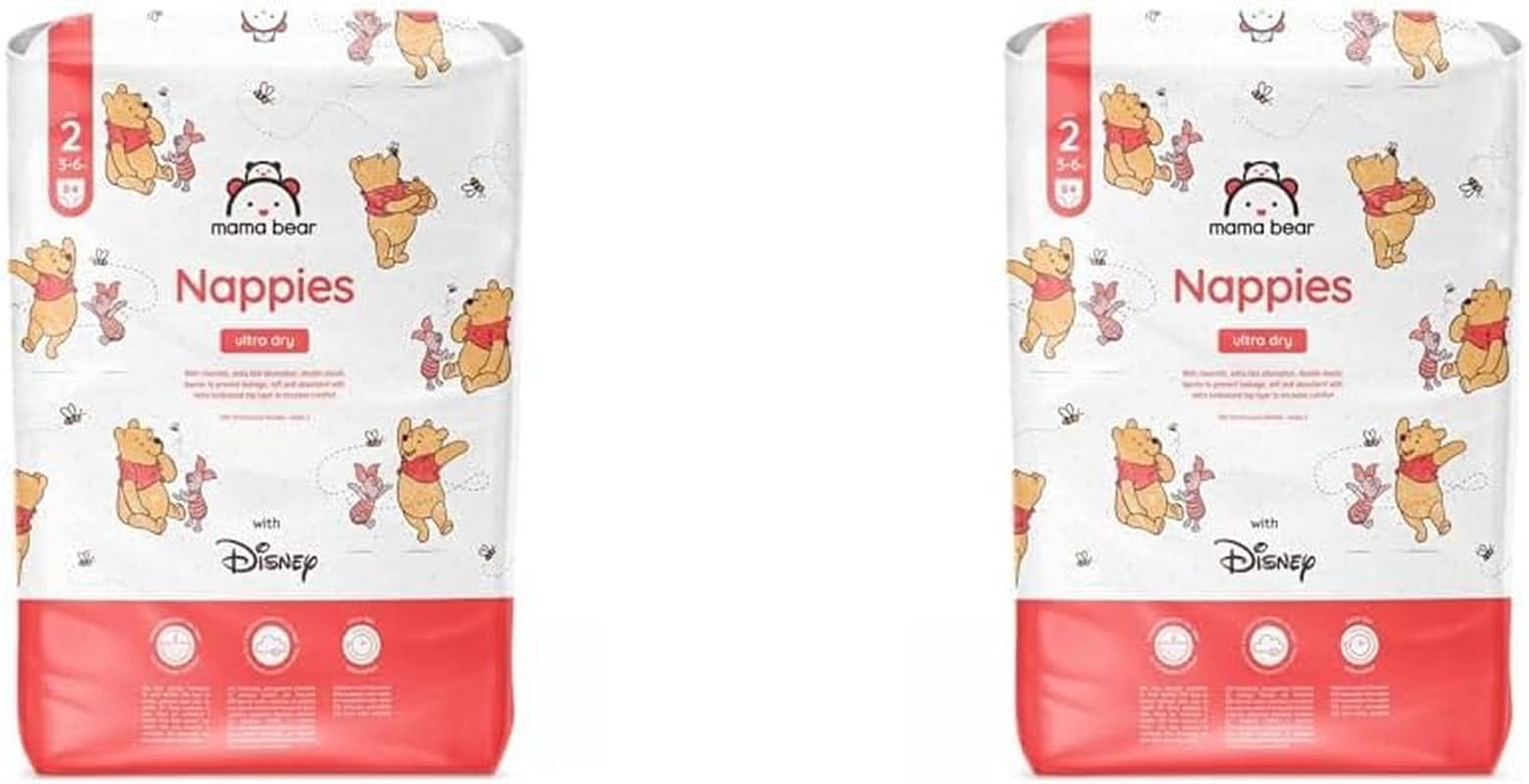 Couches Mama Bear Disney Ultra Dry taille 4 (8-14 kg), blanc, 84 pièces (1 paquet)