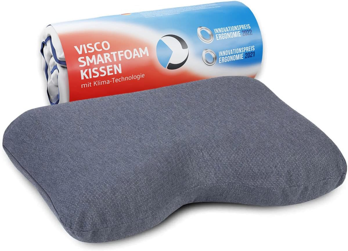 Oreiller pour dormir sur le côté GIANFAR | Oreiller orthopédique de soutien du cou | Mousse à mémoire de forme ultra fraîche contre les maux de gorge et les migraines | Couverture thermorégulatrice | Oreiller pour dormir latéralement avec colonne cervicale 55X40X12/10 cm Oreillers orthopédiques cervicaux Naty Shop Anthracite Thermic Quickdry Bezug